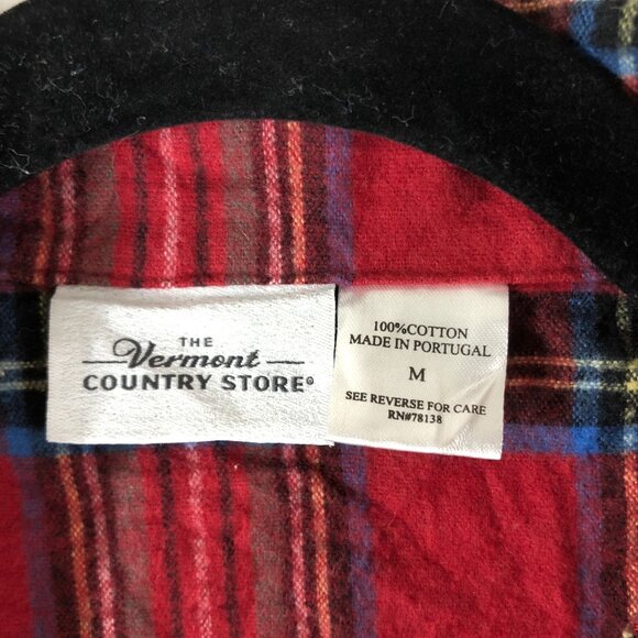 The Vermont Country Store Womens Plaid Red Flannel Shirt Pajama Top Size M - Picture 3 of 3